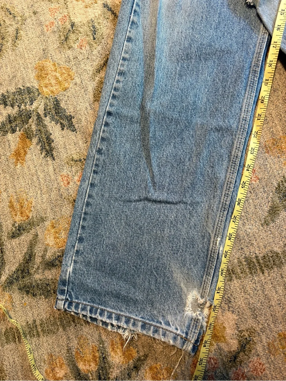 Carhartt Mens Traditional Fit Straight Leg Blue Denim Jeans B480 DPS Distressed